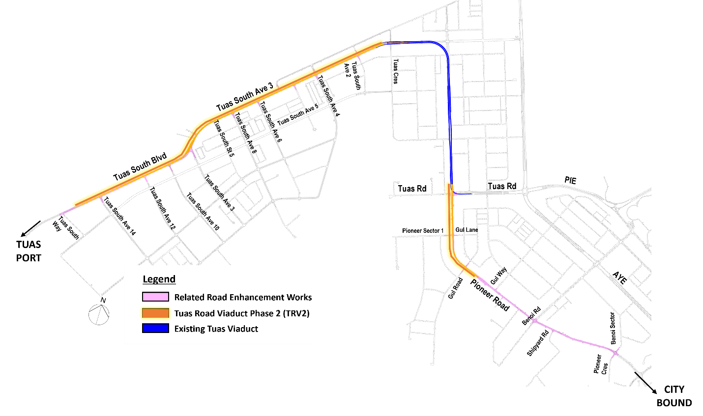 Location Plan of Road Network in Tuas South and Pioneer Area